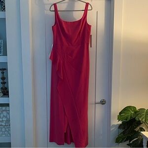 NWT Kay Unger Vibrant Pink Maxi Dress size 12 Ragan jumpsuit